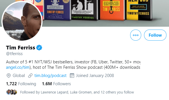 tim ferriss twitter profile